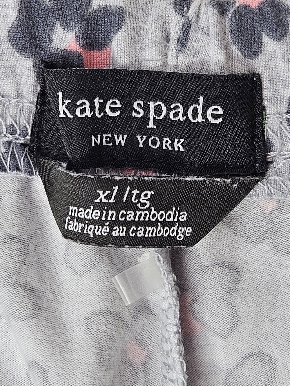 kate spade Gray Floral Print Shorts Pajama Set Pink Accents Summer Pajamas XL - Picture 2 of 16